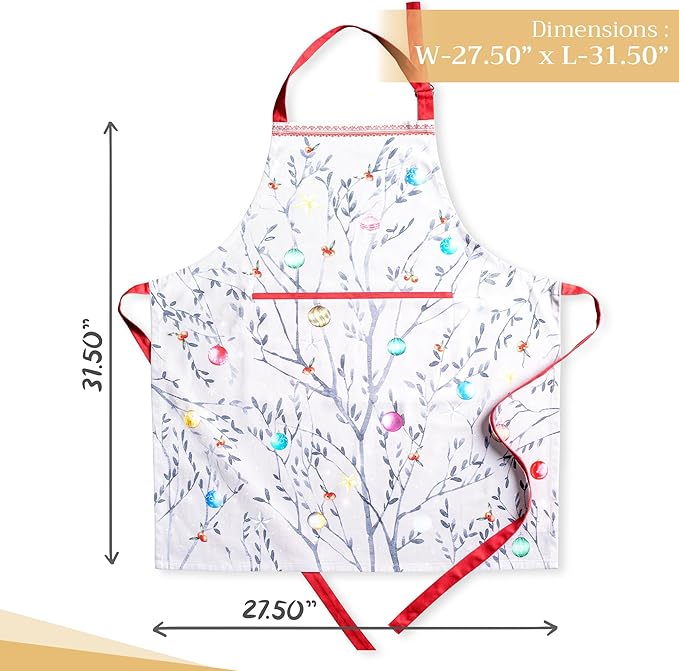 Maison d' Hermine 100% Cotton Apron for women with Pocket Kitchen Chef Apron for Men Cooking Gardening Server Waitress