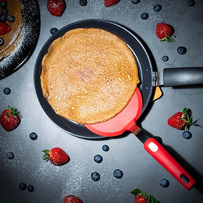 Wide Silicone Pancake Spatula – Large Heat-Resistant Turner for Cooking | Nonstick Safe | Stainless-Steel Reinforced Core & Easy-Grip Handle