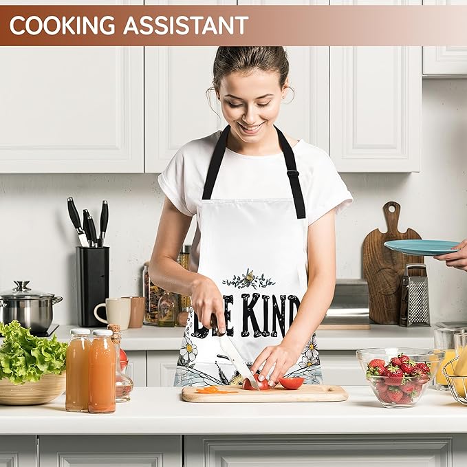 Cooking Apron for Women and Men,Adjustable Chef Bib Apron with 2 Pockets, Water and Oil Resistant for Kitchen Use