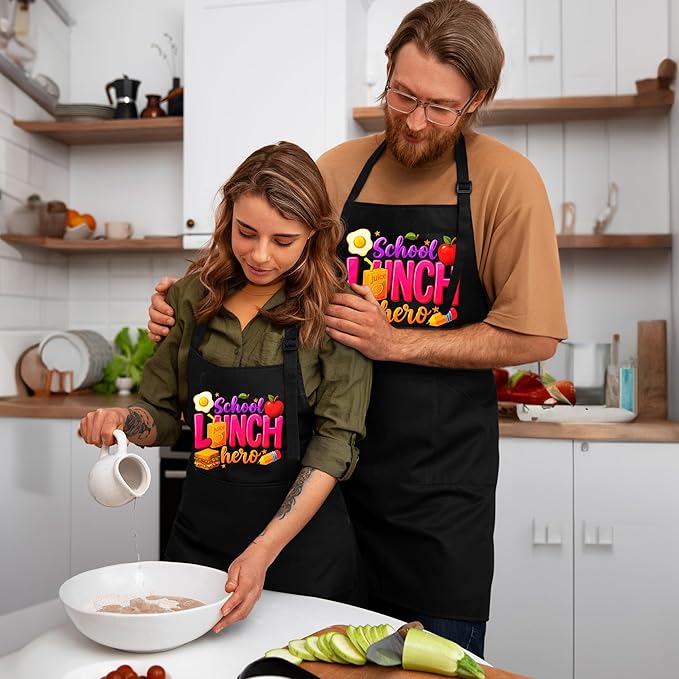 Funny Cafeteria Crew Aprons with Pockets, Cafeteria Worker Staff Appreciation Gifts