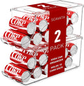 Stackable Refrigerator Organizer, Soda Can Dispenser Pop Cans Container Beverage Holder with Lid for Fridge, Freezer, Kitchen, Clear Plastic Storage Bins-Holds 10 Cans Each (Clear)