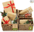 Wicker Basket Set – Stackable Storage Bins for Organizing Pantry & Kitchen – 1 Large Basket + 2 Small Baskets with Handle – Wicker Storage Baskets for Shelves & More