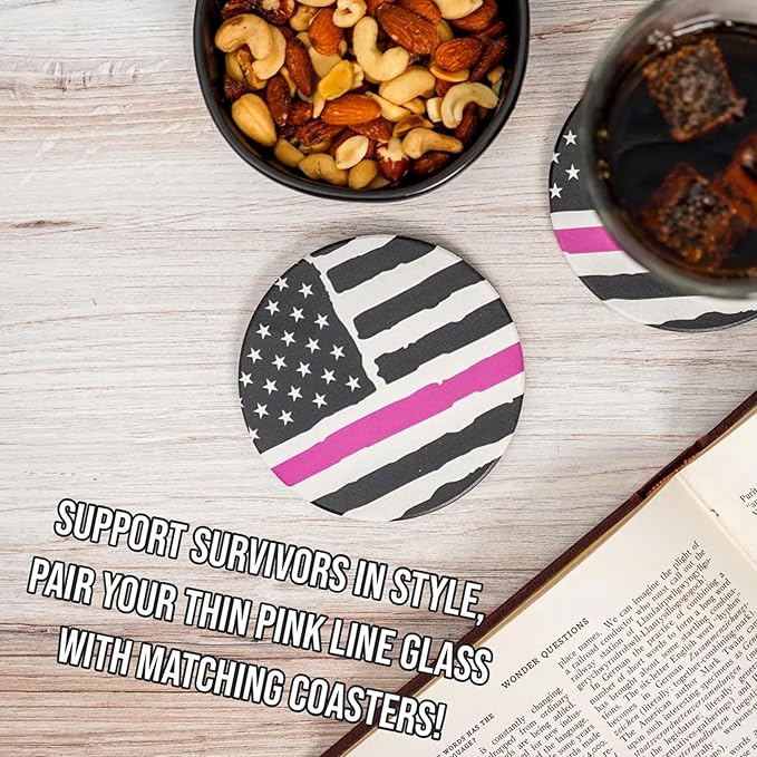 Blue Ridge Mountain Gifts - Thin Pink Line Pint Glass - Personalized Drinking Glass, Police Wife Gift, Law Enforcement Family, Female First Responders, Female Police Officer Gift