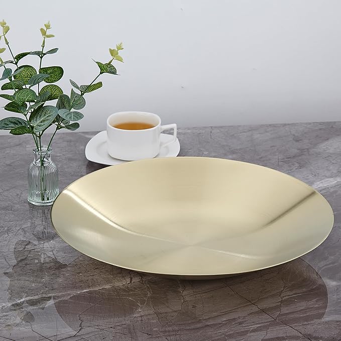 SANQIAHOME 18/8 Staniless Steel Large Serving Bowls,35cm/13.8 in,mixing-bowls pasta-bowls salad-bowls Gold