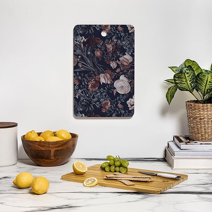 Society6 Bamboo Cutting Board- Kitchen Decor by Burcu Korkmazyurek - Unique Cutting Boards for Kitchen, 16" x 10.5" x 0.5", Night Forest XXV