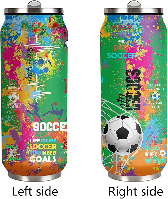 Soccer Tumbler 17oz Stainless Steel Insulated, Travel Coffee Cup, Sport Tumblers Gifts for Soccer Lovers, Men Women, Coach, Birthday, Christmas