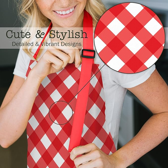 Adjustable Designer Kitchen Apron for Adults | Cotton Cooking Apron with Pockets and Adjustable Neck Buckle