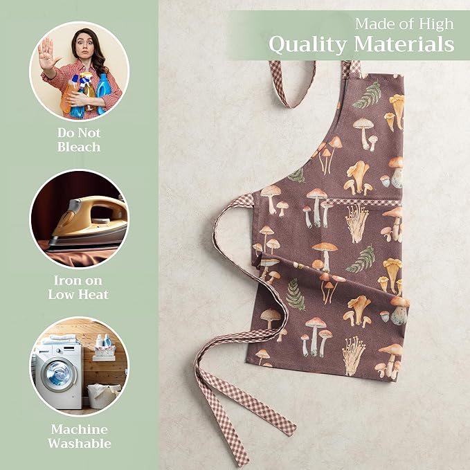 Maison d' Hermine 100% Cotton Apron for women with Pocket Kitchen Chef Apron for Men Cooking Gardening Server Waitress