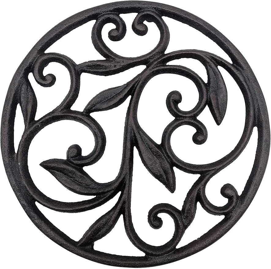 Comfy Hour Antique and Vintage Collection Cast Iron Round Trivet 7.8" D Black