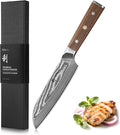 Wakoli HIK Damascus Santoku Knife – Full Tang Multipurpose Kitchen Knife | 7-Inch Blade Made of 67-Layer Damascus Steel with VG10 Core | Walnut Wood Handle | Sharp, Durable, Gift Box Included