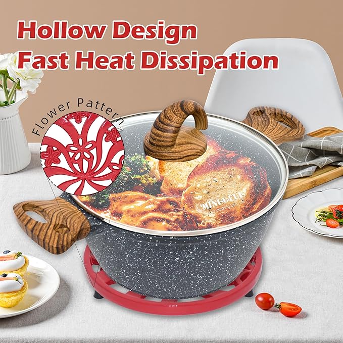 Vintage Cast Iron Trivet, Heat-Resistant Metal Trivet for Hot Dishes Pots Pans with Daffodil Pattern for Tabletop Protection, Red