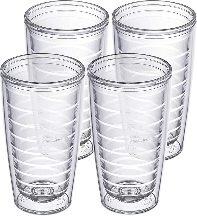 Homestead Choice 16oz Insulated Tumblers Plastic Keeps Drinks Cold & Hot, 4pack Double Walled Clear Insulated Drinking Glasses Cup, BPA-Free, Dishwasher Safe Reusable, Camping, Travel, Kitchen, Party