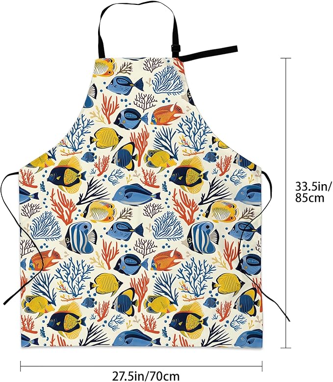 Cute Dolphin Apron for Women Men, Oxford Fabric Kitchen Cooking Chef Aprons