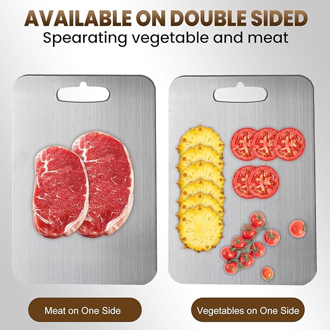 Titanium Cutting Board, 100% Pure Titanium Cutting Boards for Kitchen, Food Grade Double Sided Cutting Mat for Meats,Fruits,Vegetables, Dishwasher Safe Chopping Boards-14x10 inches