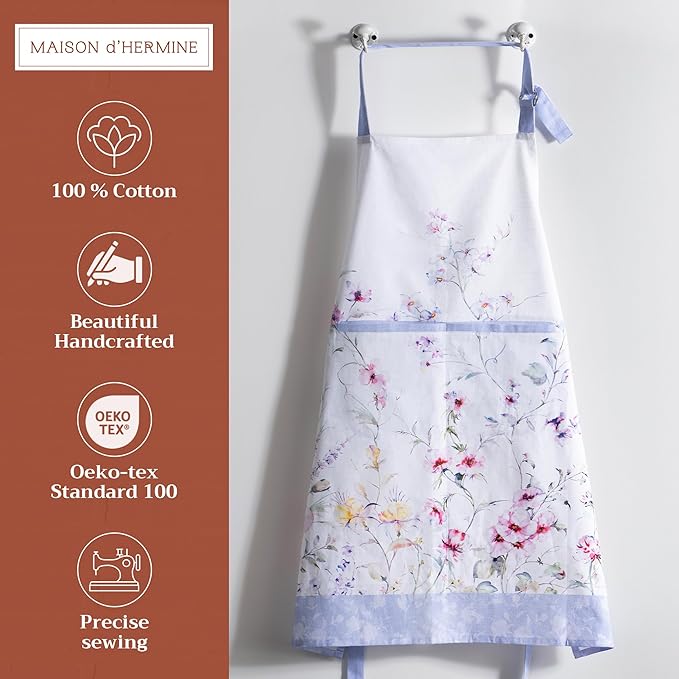 Maison d' Hermine 100% Cotton Apron for women with Pocket Kitchen Chef Apron for Men Cooking Gardening Server Waitress