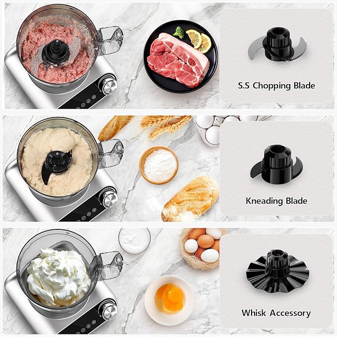Camic Blender & Food Processor Combo,600W,6 Functions for Smoothies,Chopping,Slicing,Shredding,Grinding,Dough & More,72-oz.Blender Pitche,64-oz. Processor Bowl,13-oz. To-Go Cup,6-oz. Grinder Cup