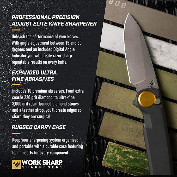 Work Sharp Ultimate Gift Bundle with Professional Precision Adjust Elite Knife Sharpener Kit and the Guided FIeld Sharpener