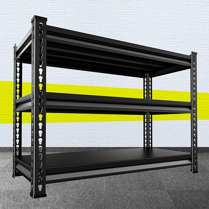 Utility Garage Shelves Heavy Duty - 40''W 1,350Lbs Steel Metal Industrial Storage Shelving Rack Units Adjustable 40" W x 16" D x 36" H 3 Tier Black