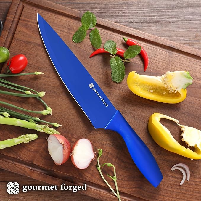 ColorSlice 12 Piece Color-Coded Kitchen Knife set 6 Non Stick Dishwasher Safe Knives w/Blade Guards/Sheaths Sharp Stainless Steel Anti Rust Coated Best Multicolor