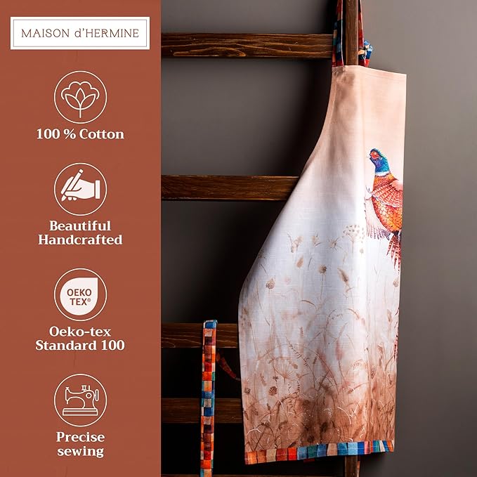 Maison d' Hermine 100% Cotton Apron for women with Pocket Kitchen Chef Apron for Men Cooking Gardening Server Waitress