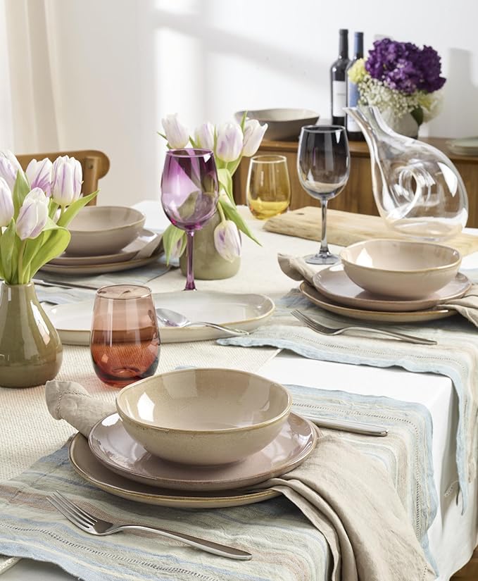 Oneida 897202 Organic Shades 12-Piece Dinnerware Set, Clay