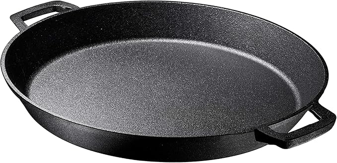Bruntmor Pre Seasoned Cast Iron 16 inch Skillet, Dual Large Loop Handled Durable Pan, Cast Iron Breakfast Skillet, Black Pan for Grill and Deep Frying, Oven Friendly, Stovetop
