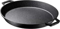 Bruntmor Pre Seasoned Cast Iron 16 inch Skillet, Dual Large Loop Handled Durable Pan, Cast Iron Breakfast Skillet, Black Pan for Grill and Deep Frying, Oven Friendly, Stovetop