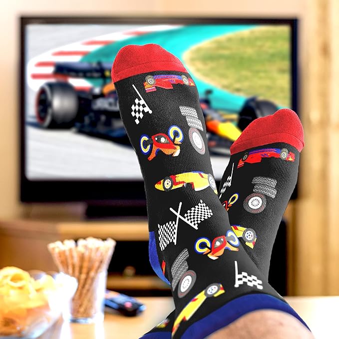 VICRAZY Racing Car, Sport Car Socks for Men, Women - Formula 1 Gifts, Racing Socks, Stocking Stuffers for Men, Women