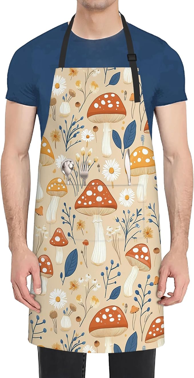 Adjustable Kitchen Apron with Pockets for Women and Men,Soft Chef Apron for Cooking, BBQ, and Grill