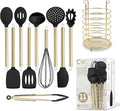COOK WITH COLOR Silicone Cooking Utensils, Kitchen Utensil Set, Easy to Clean Silicone Kitchen Utensils, Cooking Utensils for Nonstick Cookware, Kitchen Gadgets Set with Holder, 10 Pieces