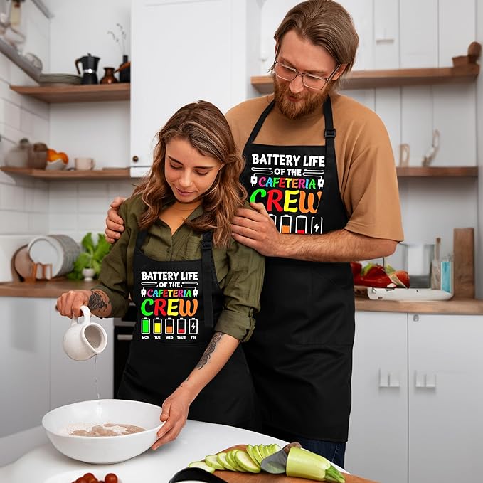 Funny Cafeteria Crew Aprons with Pockets, Cafeteria Worker Staff Appreciation Gifts