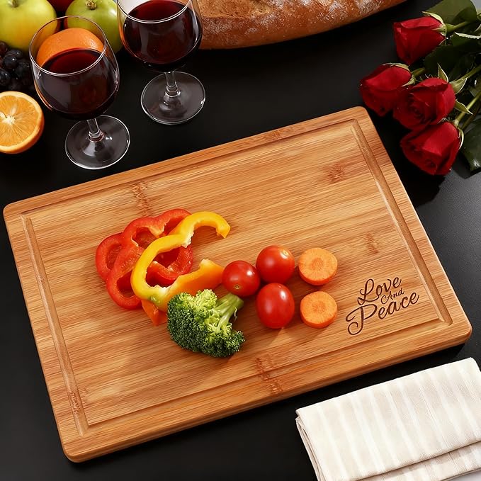 Personalized Bamboo Cutting Board - Laser Engraved Custom Board,Print in USA,Customizable Bamboo Cutting Board Eco-Friendly Wood,Gift for Wedding, Housewarming,Christmas