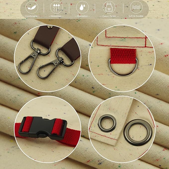 Work Aprons with Multiple Pockets, Waterproof Canvas for Cooking, Painting, Crafting, Gardening, Sizes M to XXL, Colorful Spots