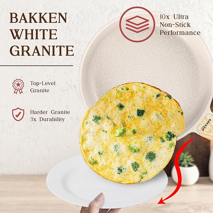 Bakken-Swiss 14-Piece Kitchen Cookware Set – Granite Non-Stick – Eco-Friendly – PFOA, PFOS, and PTFE Free for All Stoves & Oven-Safe,