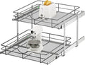 ALINE FURNITURE 2-Tier Pull Out Cabinet Organizer - 23" W x 22" D Soft Close Pullout Shelves with Shelf Liners - Slide Out Drawers for Kitchen Cabinets, Pantry, Bathroom, Heavy Duty Steel Wire Baskets