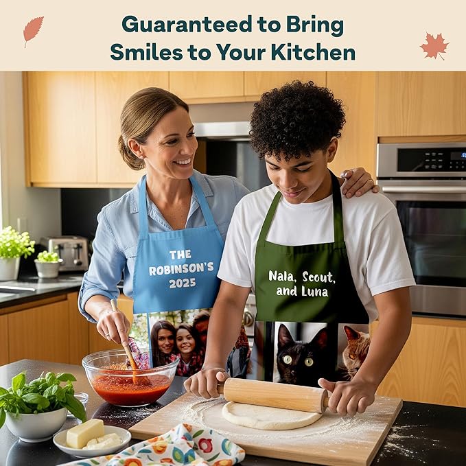 Winslow & Brody Custom Photo Aprons - Ships Next Day - USA Made - Gift for Loved Ones - Chef Apron for Women and Men