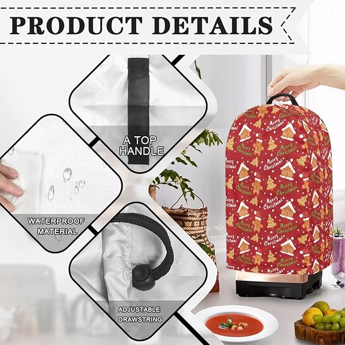 Christmas Gingerbread Blender Dust Cover Kitchen Appliance Oil-Proof Food Processor Protective Cover Keep Your Kitchen Clean