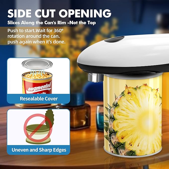 Electric Can Opener for Seniors,Automatic One-Touch Operation, Battery Operated Can Opener Hands Free, with Smooth Edge Cutting, Kitchen Gadget