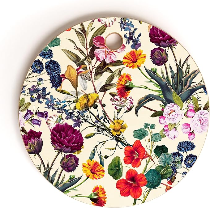 Society6 Bamboo Cutting Board- Kitchen Decor by Burcu Korkmazyurek - Unique Cutting Boards for Kitchen, 11.5" x 11.5" x 0.5", Magical Garden V