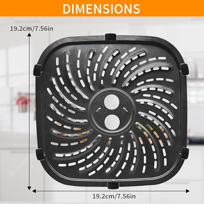 Air Fryer Replacement Parts for PowerXL 4-Quart Digital Air Fryer with Fry Tray, 8 × 8 IN Food Grade Air Fryer Replacement Tray Accessories Rack Grill Pan Grill plate Crisper Plate Baking Pan