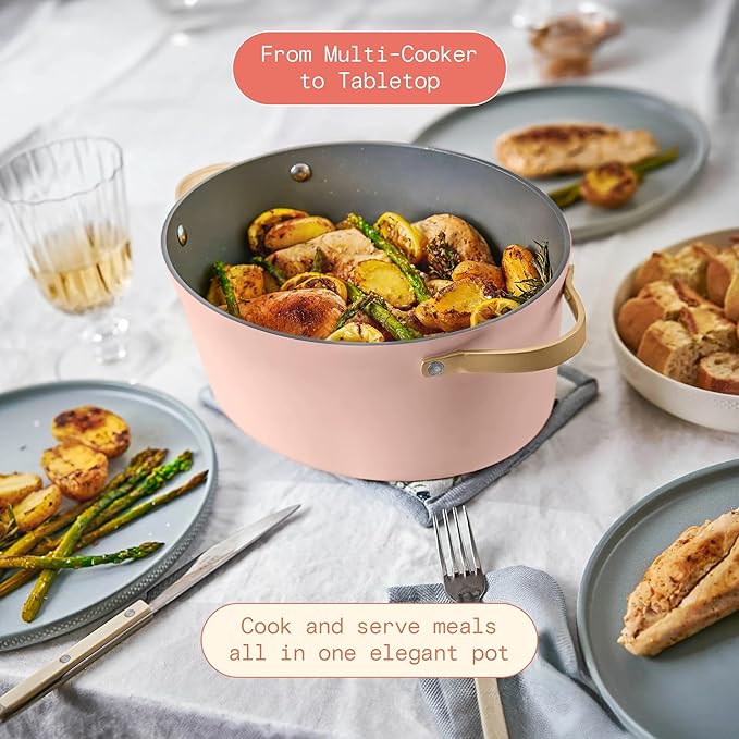 Beautiful 10-in-1 Electric MultiCooker 6 Quart - Programmable Slow Cooker, Sous Vide, Rice Cooker - Sleek Touch Timer & Delayed Start - Kitchen Appliance by Drew Barrymore (Rose)