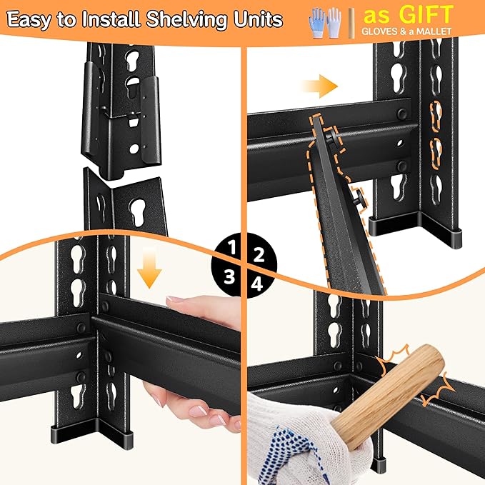 48''W Utility Garage Shelves: 2,500Lbs Heavy Duty Steel Metal Adjustable Shelving Storage Industrial Rack Units 5 Tier Black 48" W x 18" D x 78" H