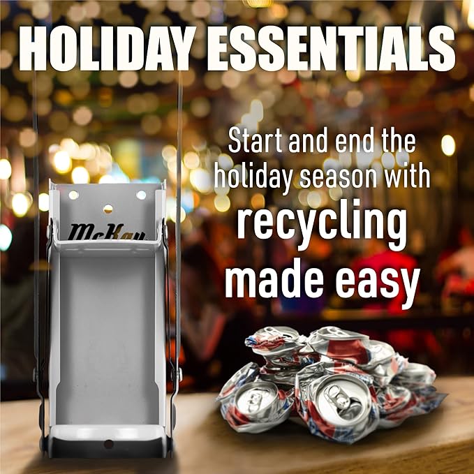 Mckay 12 Oz. Metal Can Crusher, Can Crusher Wall Mounted, Can Crushers for Recycling Wall-Mounted Smasher for Aluminum Seltzer, Soda, Beer Cans and Bottles, Gadgets for Home - Grey
