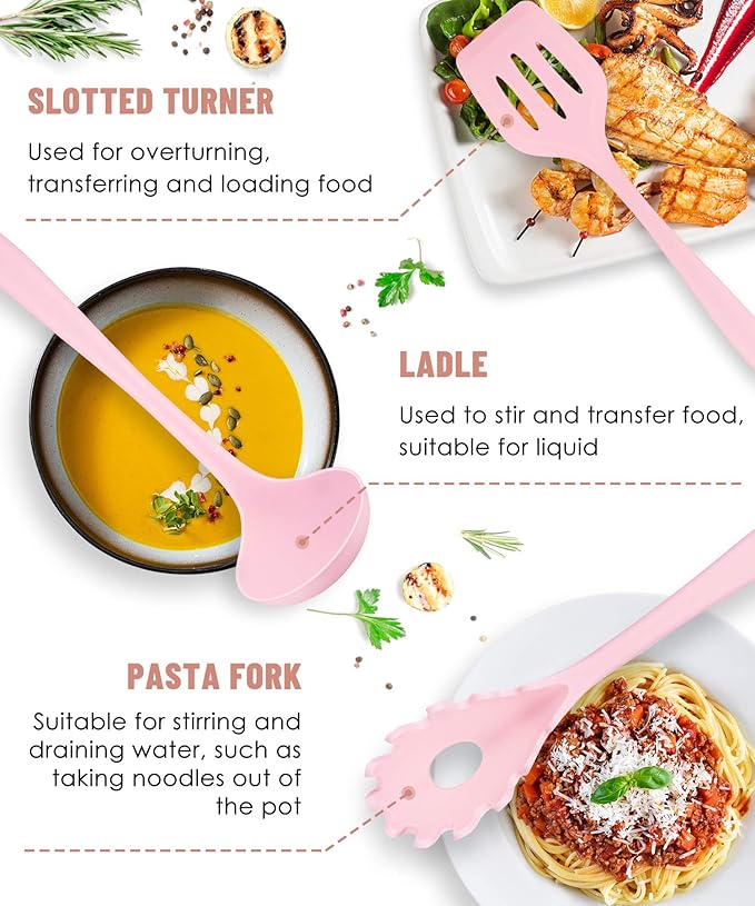 Kitchen Utensils Set-12 Pieces Silicone Cooking Utensils Set (Dishwasher Safe) 392°F Heat Resistant Spatula Set, Nonstick Cookware