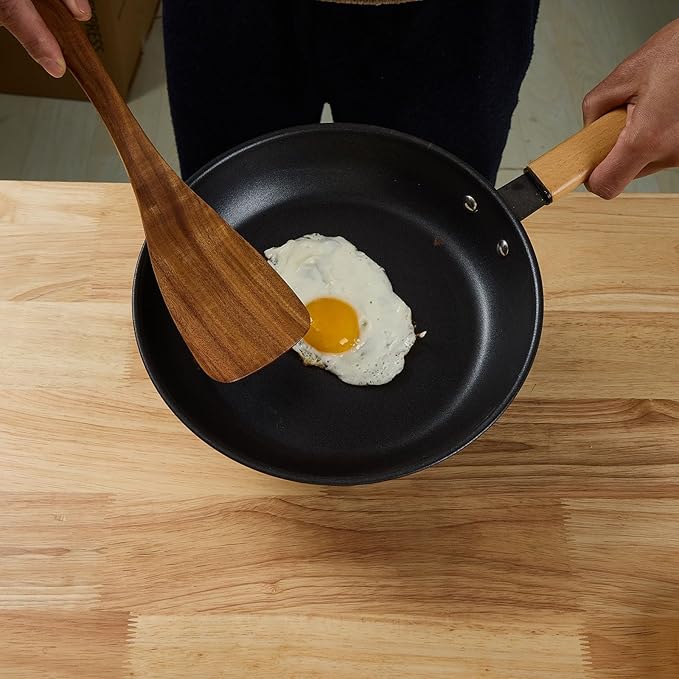 Wooden Kitchen Utensils Set, Teak Wood Cooking Spoons for Non-Stick Pans, 6 Pieces