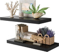 Black 24 Inch Floating Shelves for Wall, 10 Inch Deep Floating Shelves, Wall Shelves for Bathroom Over Toilet, Live Edge Display Shelf with Invisible Brackets for Bedroom, Home Decor