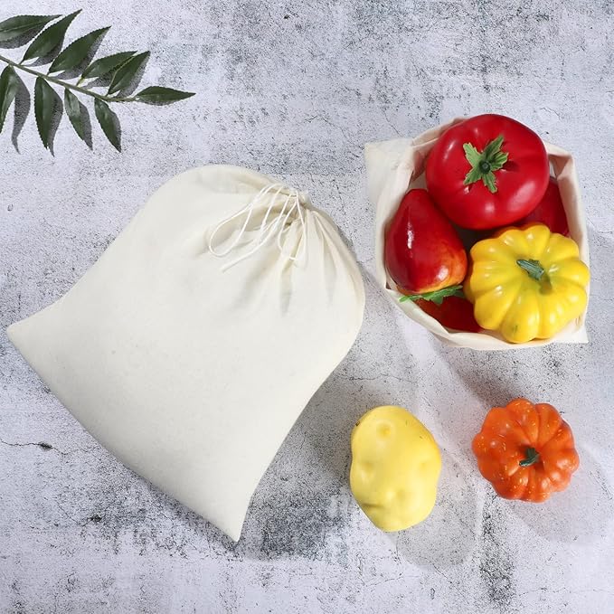 Pangda 20 Pcs Muslin Bags 8x10 Inches, Cloth Bags with Cotton Drawstring Fabric Gift Storage Pouches Bulk Sachet for Teas, Soaps, Candy, Jewelry, Wedding Party Favors DIY Craft and Home Decor