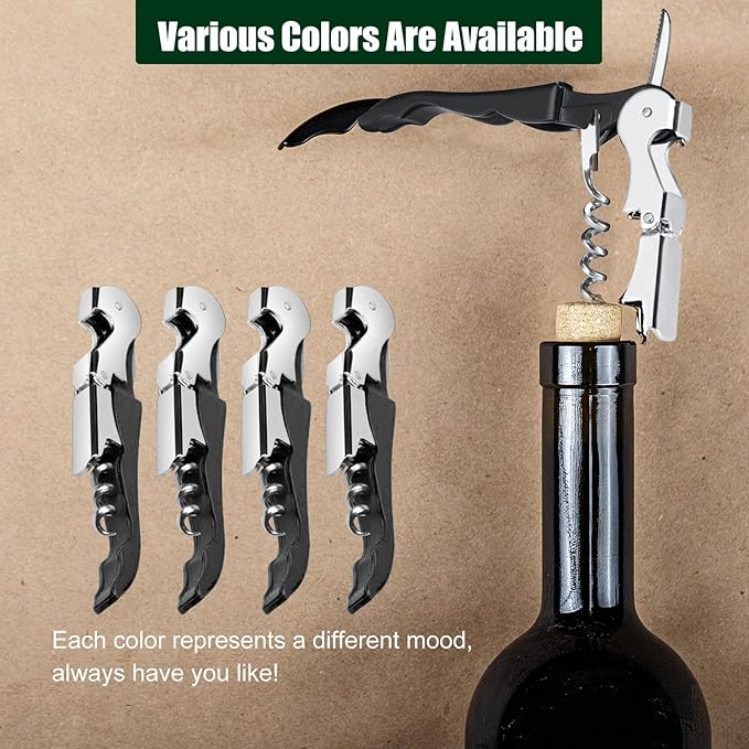 6 Pieces wine key wine opener Professional Waiter Corkscrews Stainless bottle opener Fold Serrated Foil Cutter Key for Family, Company Party,Bars,Restaurants(black)