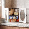 Corner Bread Box, Solid Wood Double Layer Adjustable Large Capacity, Farmhouse Vintage Kitchen Countertop Organizer with Acrylic Window, White