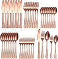 Hammered Silverware Copper/Rose Gold Flatware Set 40 Piece Service for 8 Stainless Steel Knives Forks Spoons Creative Handle Eating Utensils for Festival Parties Kitchen Daily Use